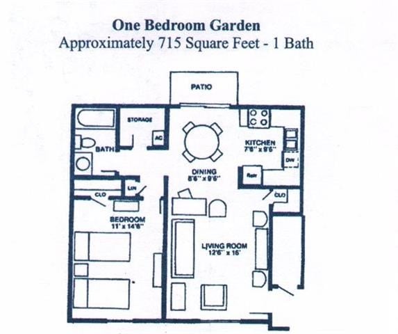 Floor Plan - ONE BEDROM GARDEN
