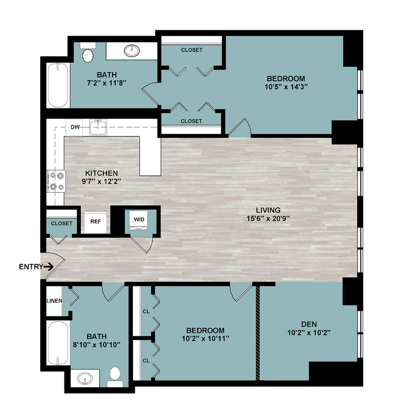 D3 | 2-Bedroom Floorplan - D3