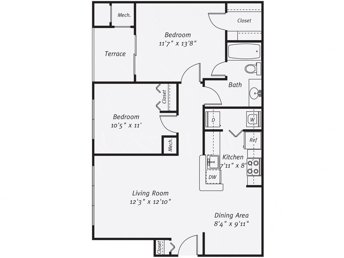 Floor Plan - 2 Bedroom 1 Bathroom