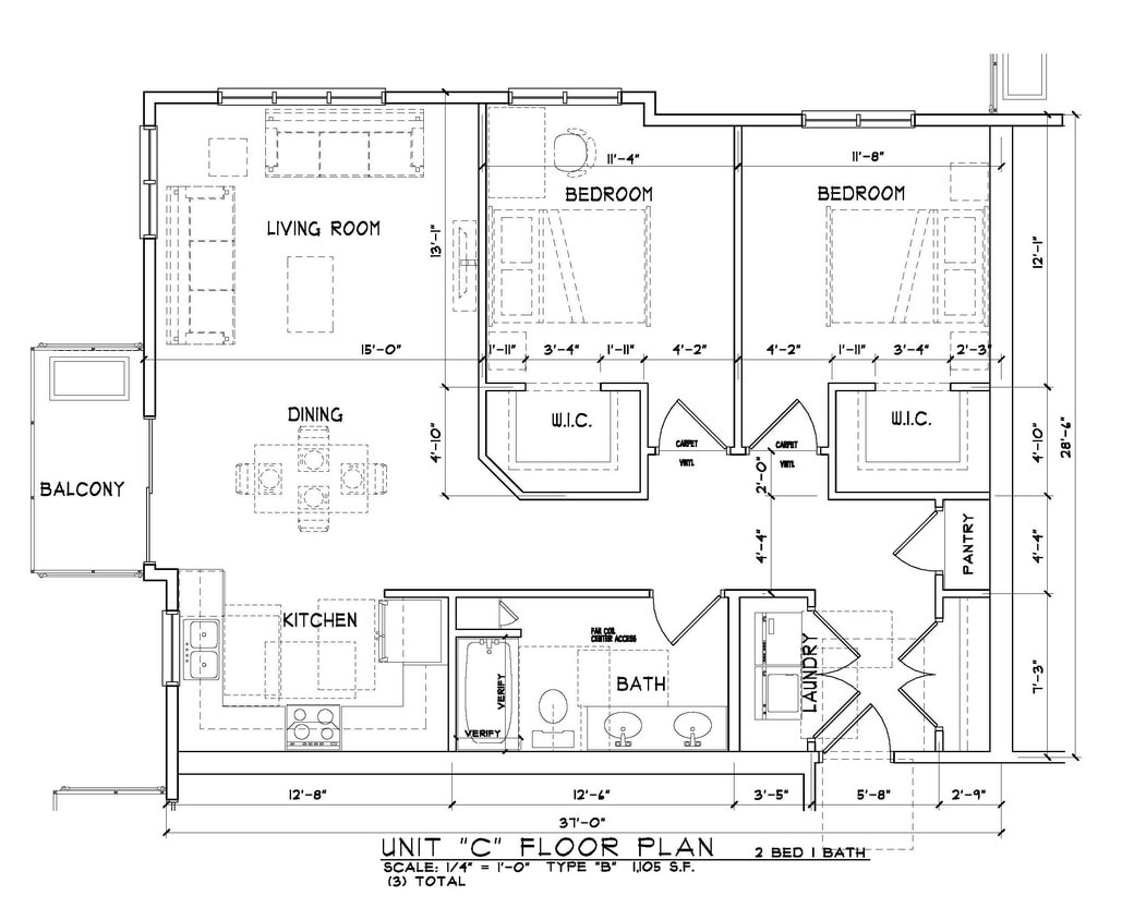 Floor Plan - Two Bedroom One Bath