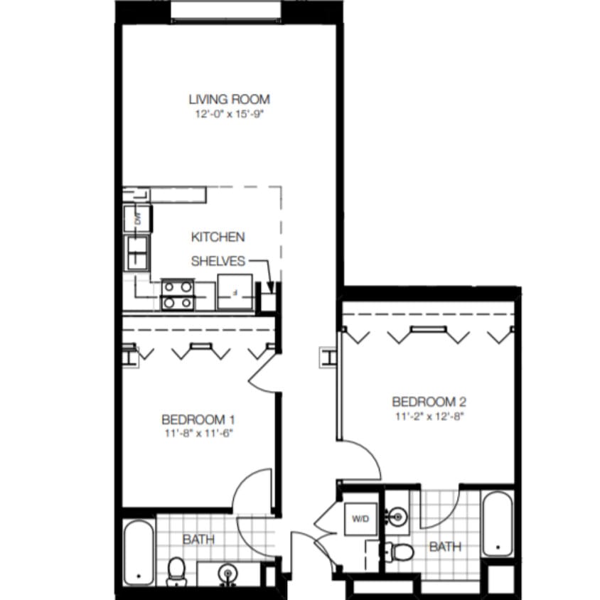 Floor Plan - UNIT 104B, 204B, 304B, 404B, 504B