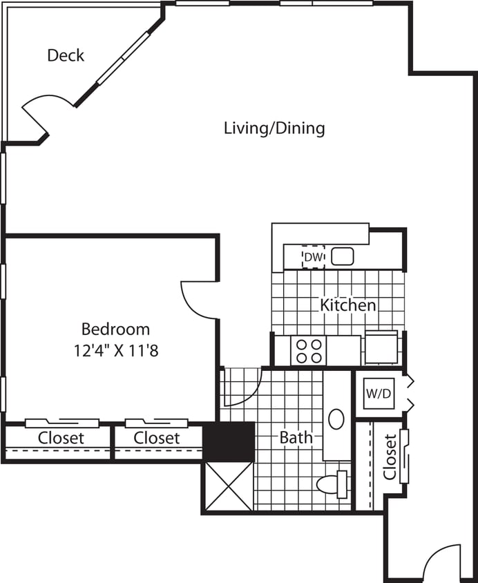 Floor Plan - 1 Bedroom NW - 410