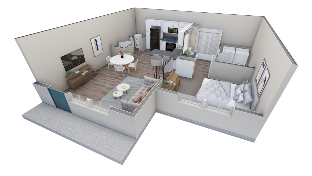 Floor Plan - 1 BR Retreat Courtyard