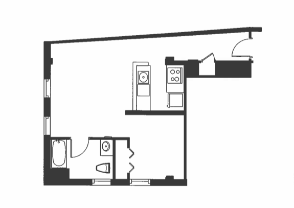 Floor Plan - 1 Bed 1 Bath - A1H