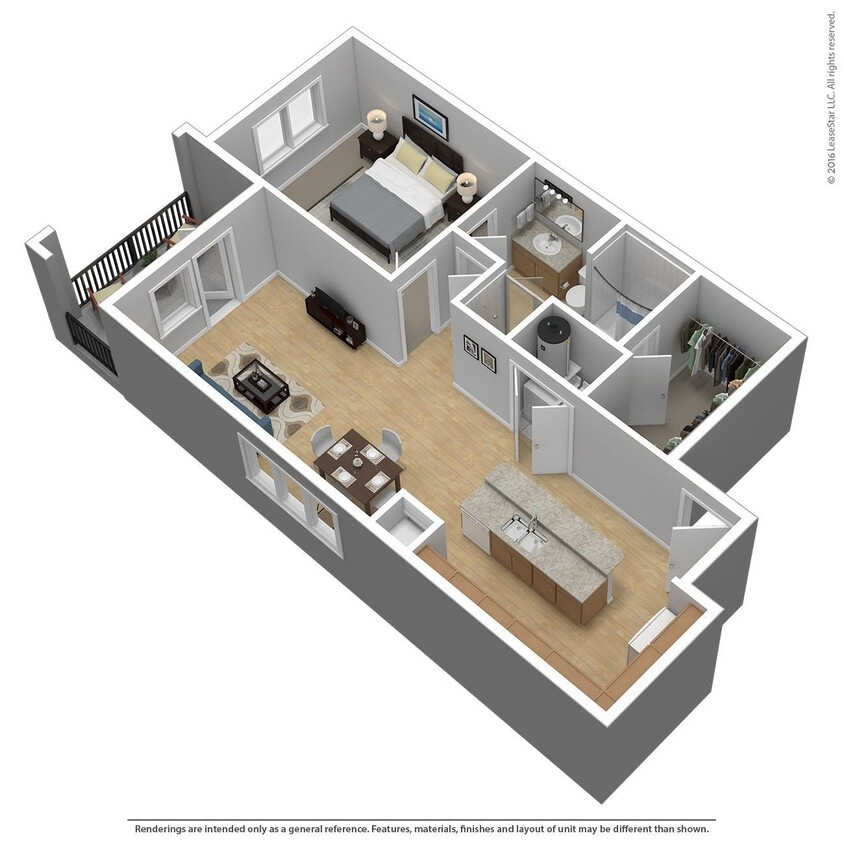 Floor Plan - 1 Bed 1 Bath 1003 SqFt (923 Net)