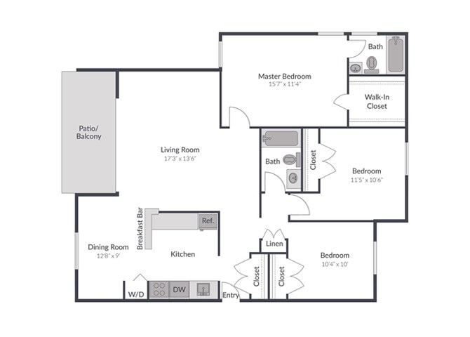 Floor Plan - 3 Bedroom 2 Bath