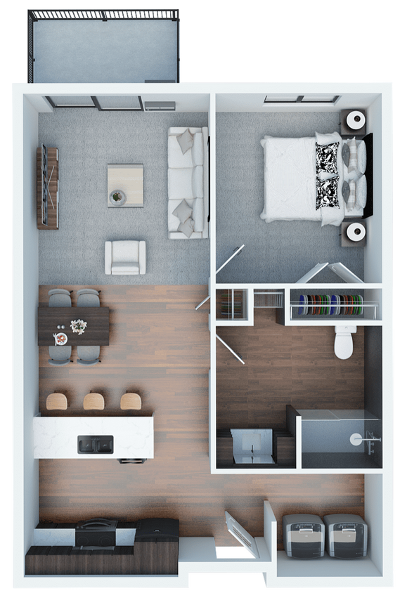 1 Bedroom 1 Bathroom Apartment Floorplan - 1 Bed 1 Bath Apartment
