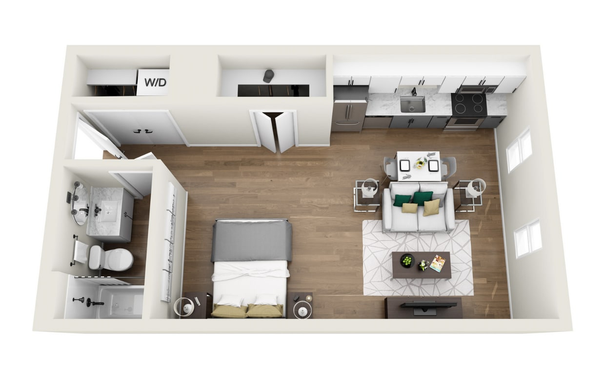 Floor Plan - 1S3R - Phase 1 Renovated