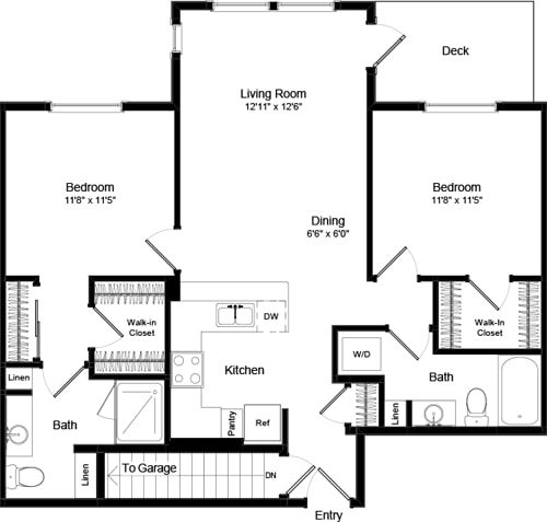 Floor Plan - Two Bed B-6 - Phase III