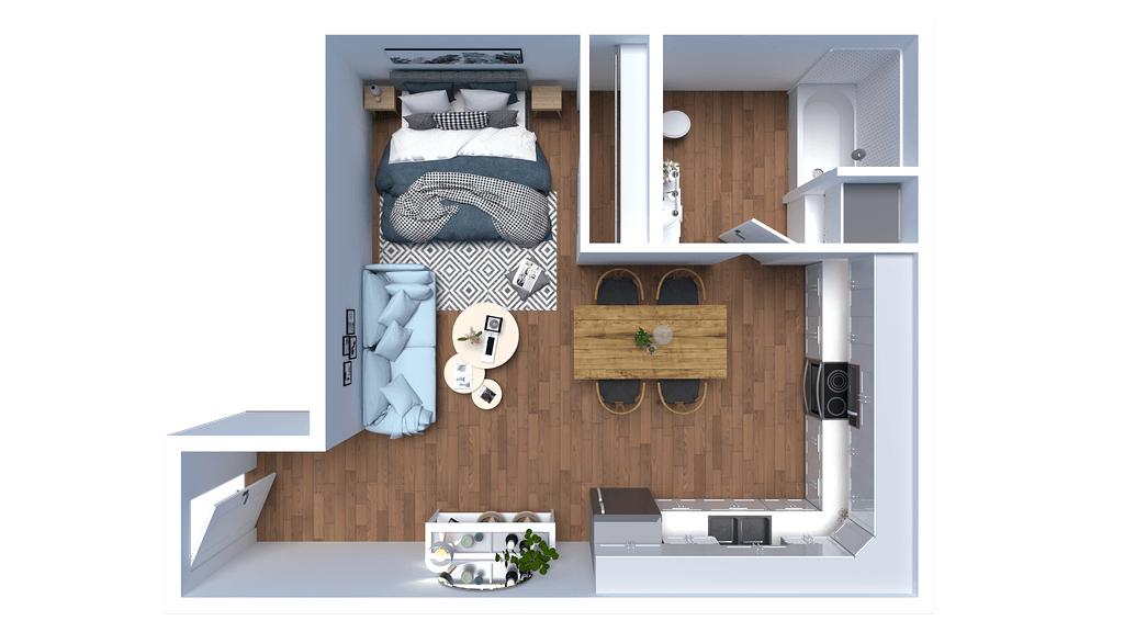 Floor Plan - O - Studio 1 Bath
