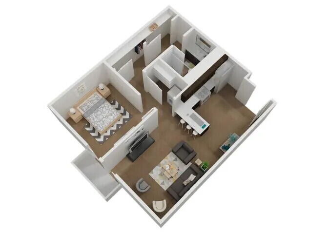 Floor Plan - 1BD, 1BTH