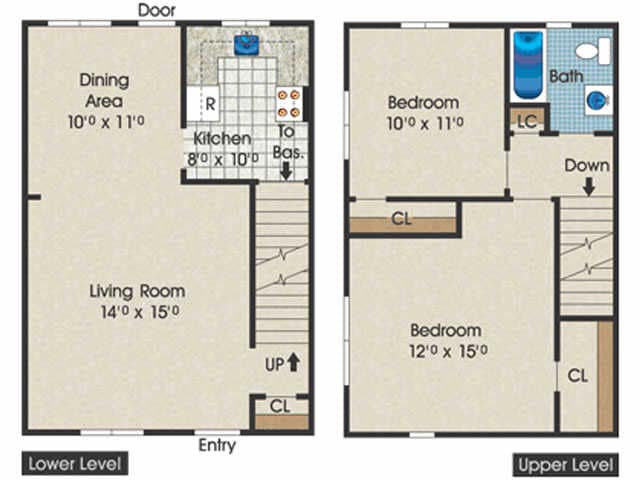 2BR/1BA - Two Bed, One Bath | Townhome