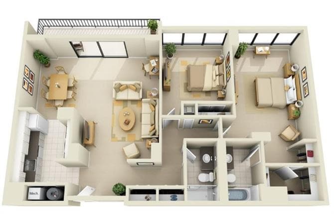 Floor Plan - Tower 2BR GH