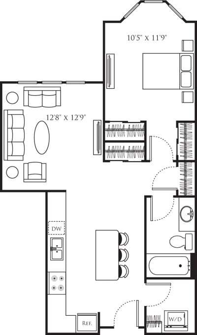 Floor Plan - One Bedroom I (1A)