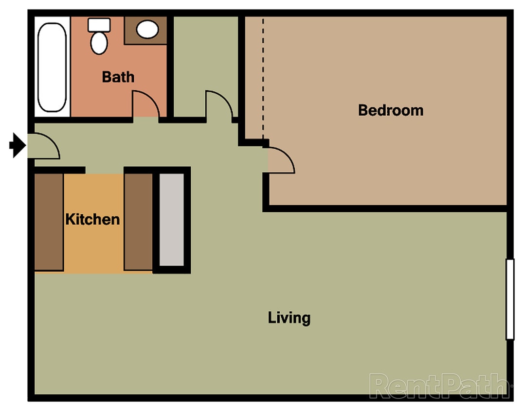 Floor Plan - 1 Bedroom 1 Bath