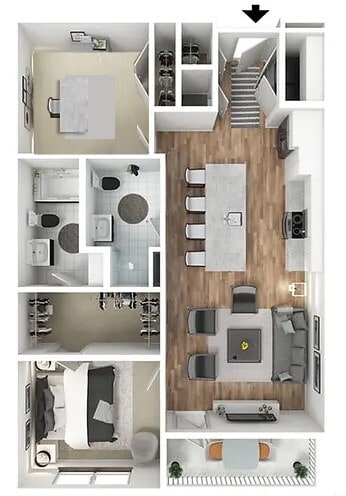 Floor Plan - Pivot - 1 Bed with Den