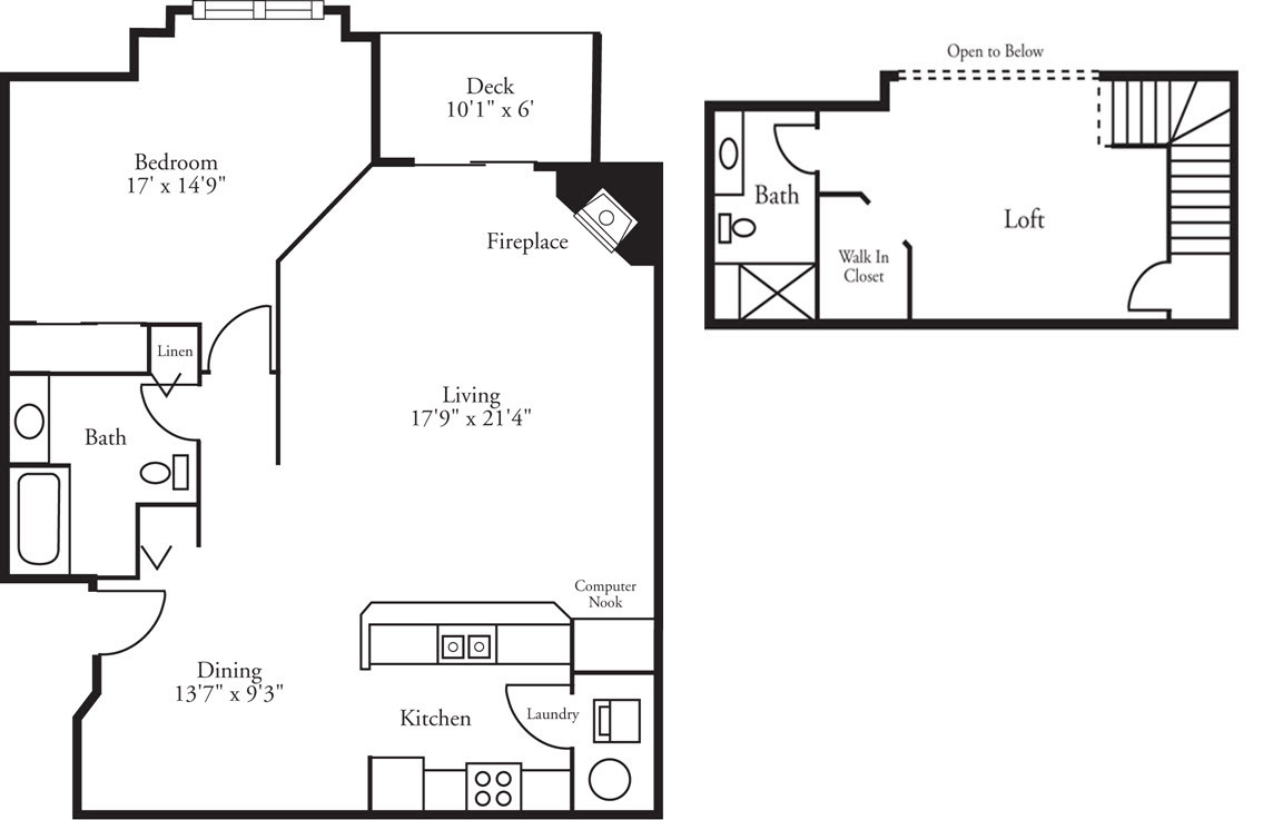 Floor Plan - Lofts - 1 Bed, 2 Bath Dunes w/ Loft