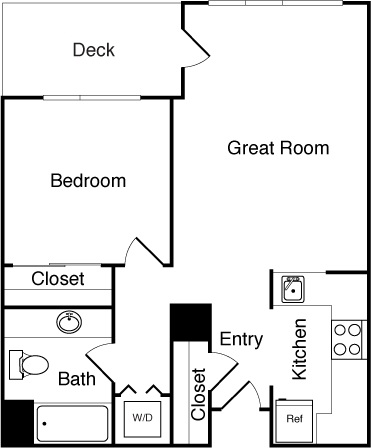 Floor Plan - 1 Bed Water 761