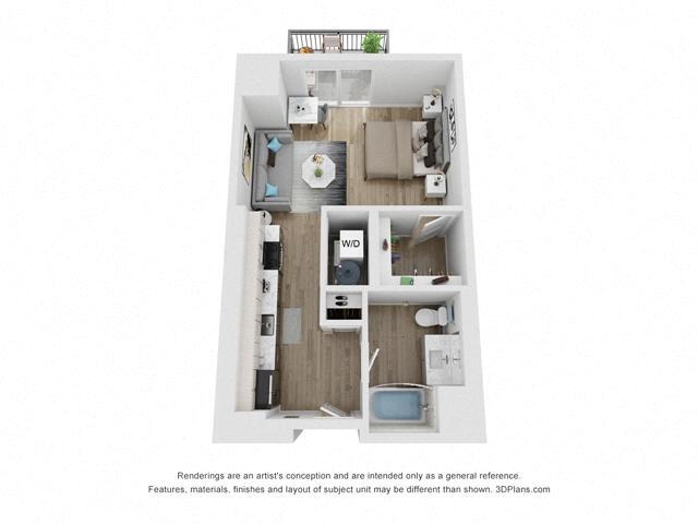 Floor Plan - Studio 592 Sq. ft.