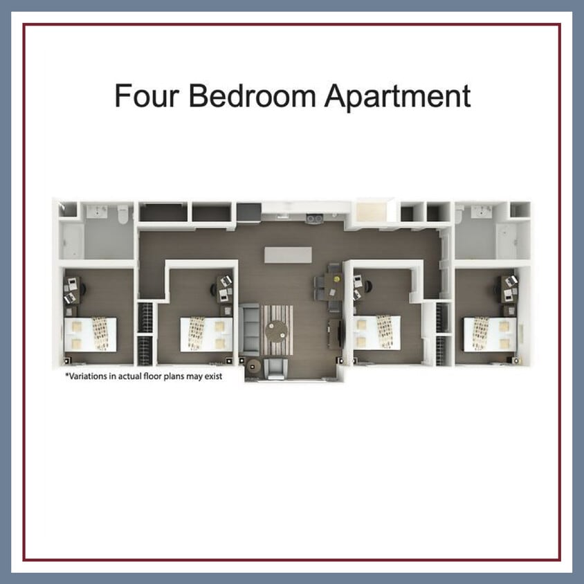 Floor Plan - Four Bedroom Apartments