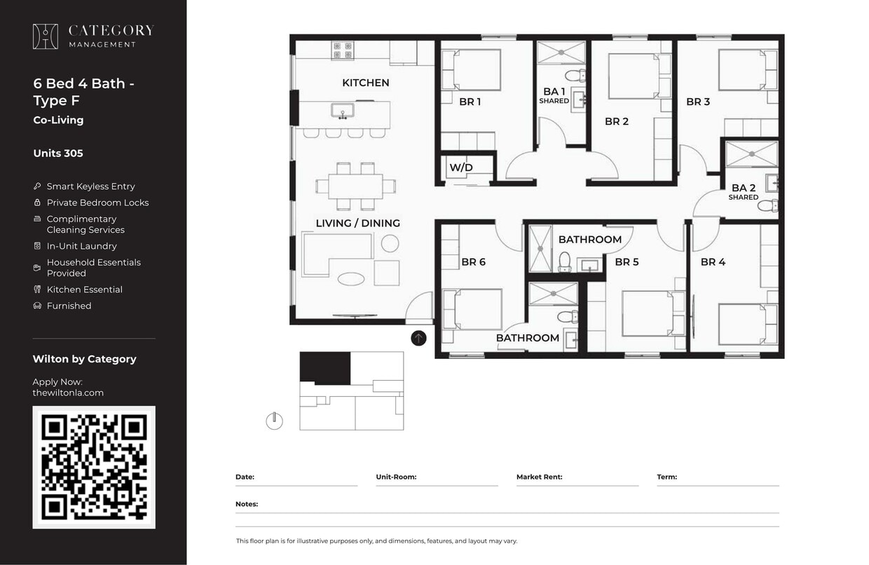 WLTN_6_Bed_4_Bath_-_Type_F - 305 Private Bedroom 6 Bed 4 Bath F
