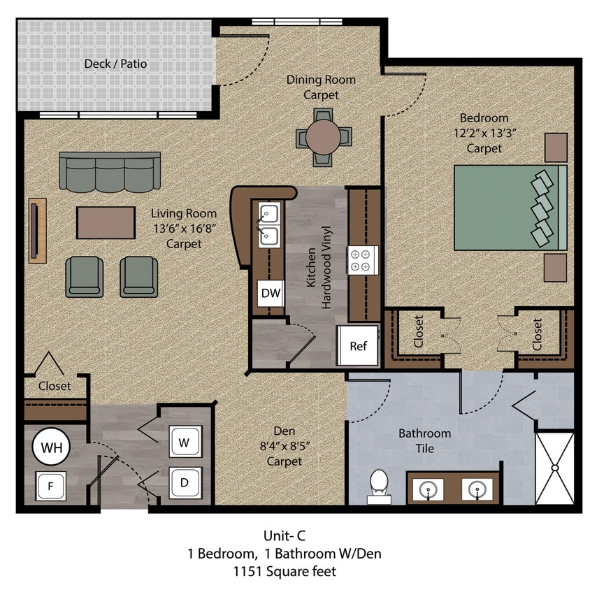 Floor Plan - 1 Bedroom Den