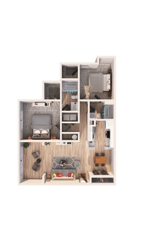 Floor Plan - Deluxe Two Bedroom with Sunroom