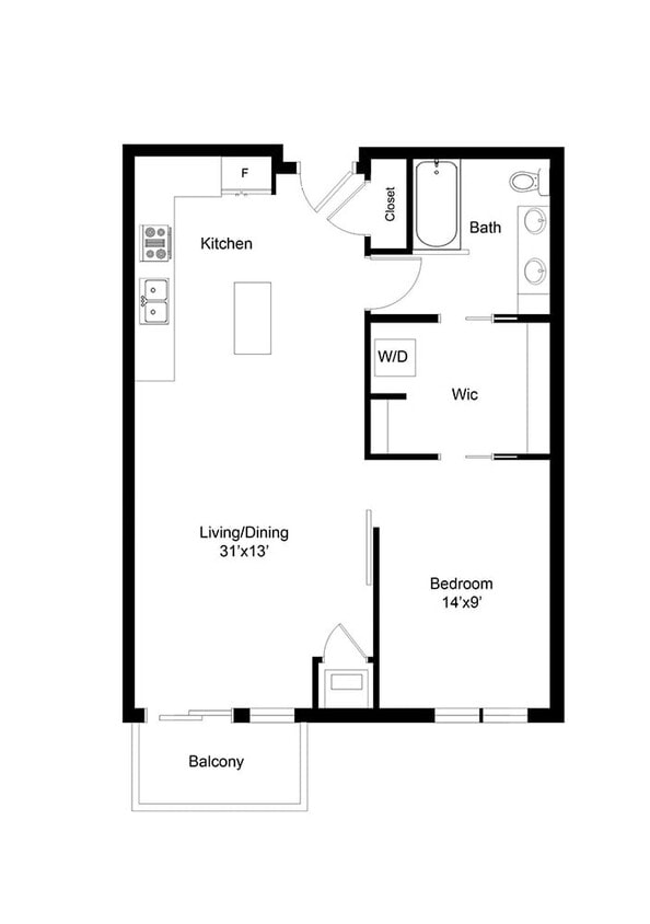 Floor Plan - 1E 1800 Lake