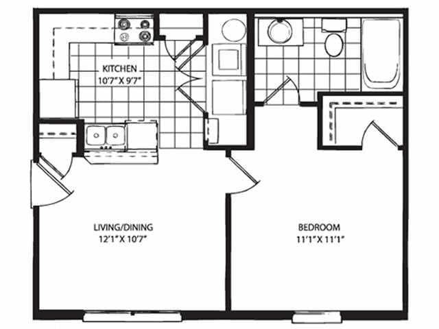 1BR/1BA - 1 Bedroom