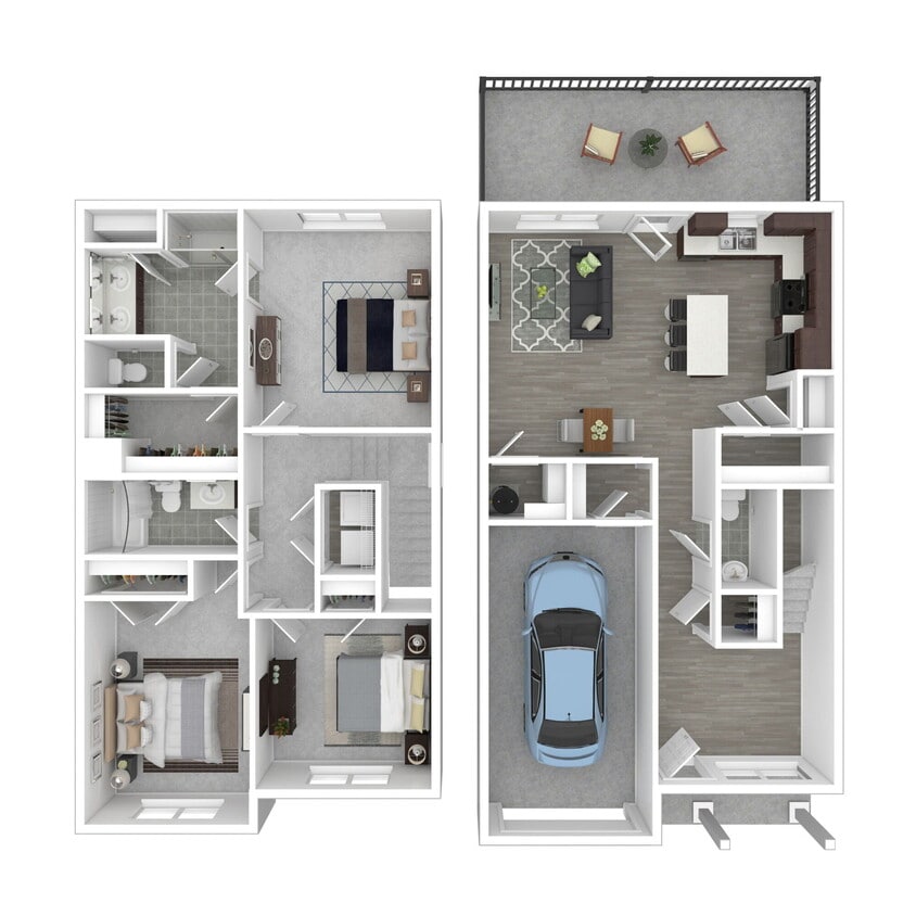 Floor Plan - Plan I 2 Bed + Loft, 2.5 Bath