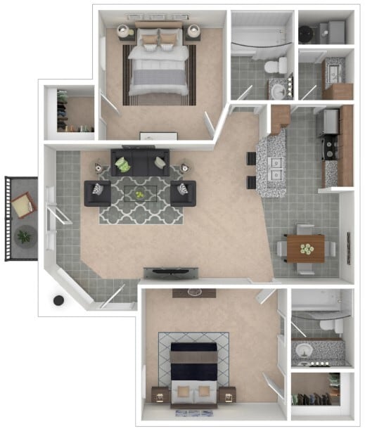 Floor Plan - Versaille 2 bedroom 2 bathroom
