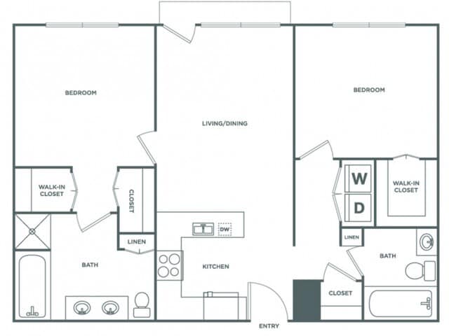 Two Bedroom Two Bath (1083 SF) - Two Bedroom Two Bath (1083 SF)