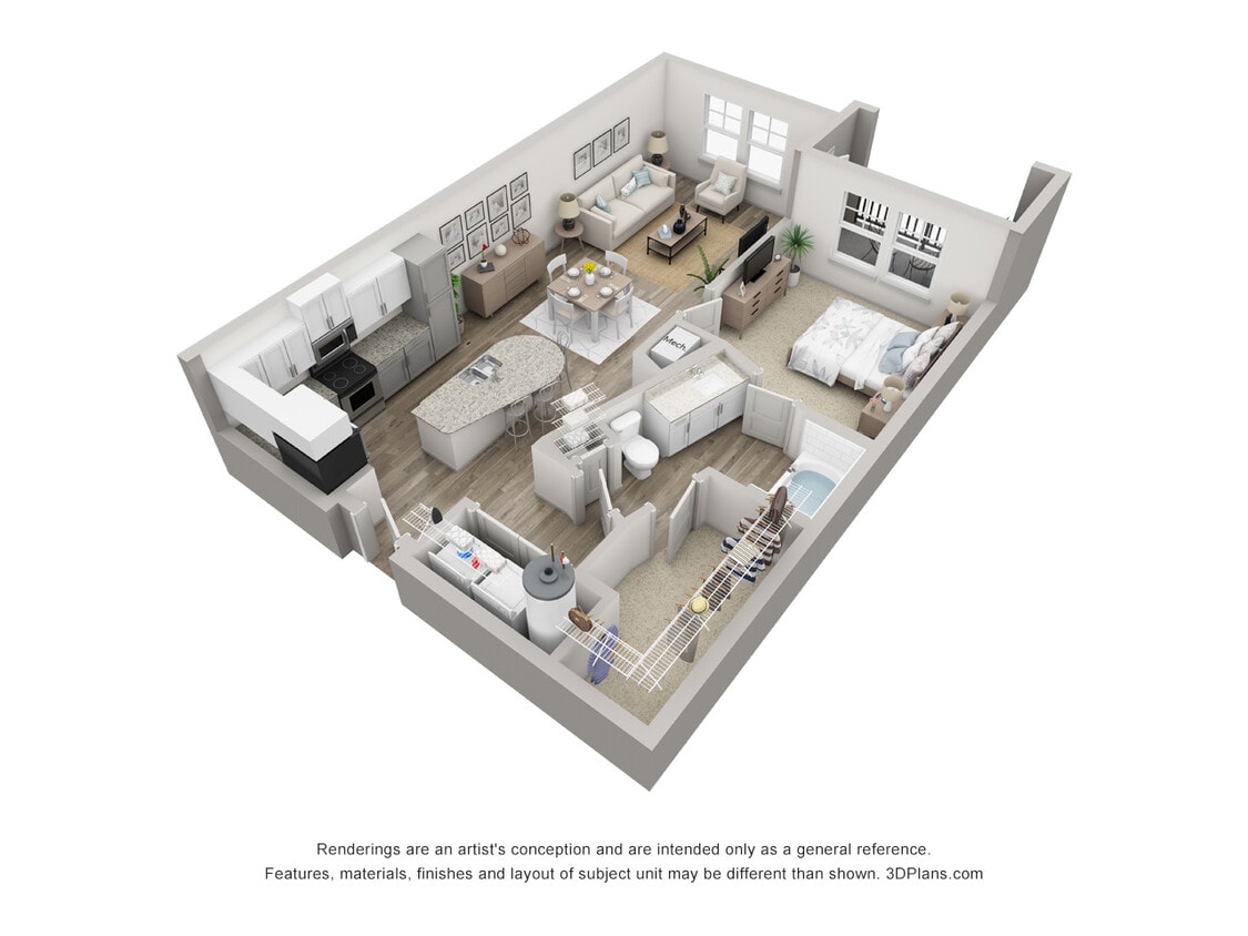 Floor Plan - Pellestrina 1 BD, 1BA