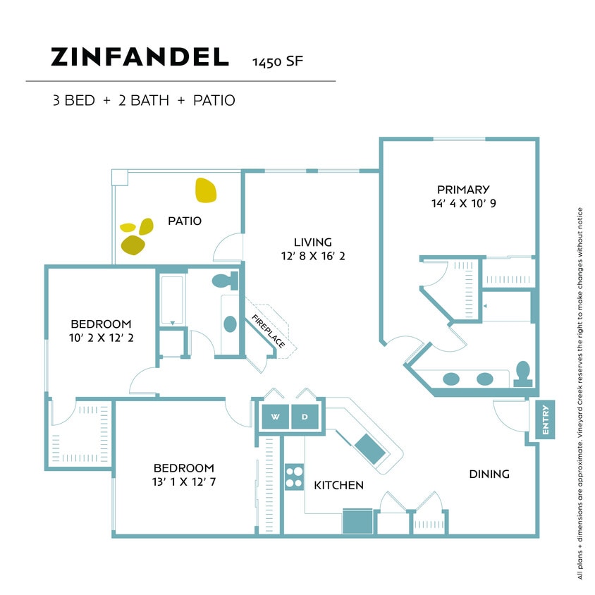 3 bedroom, 2 bathroom - Zinfandel