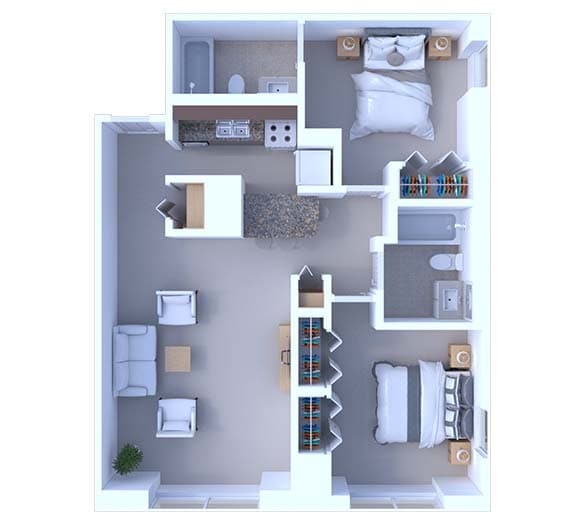 Floor Plan - 2 Bedrooms Floor Plan B2B