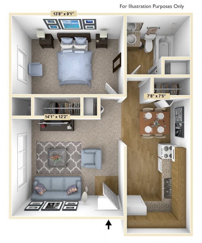Floor Plan - One Bedroom Barrier-Free