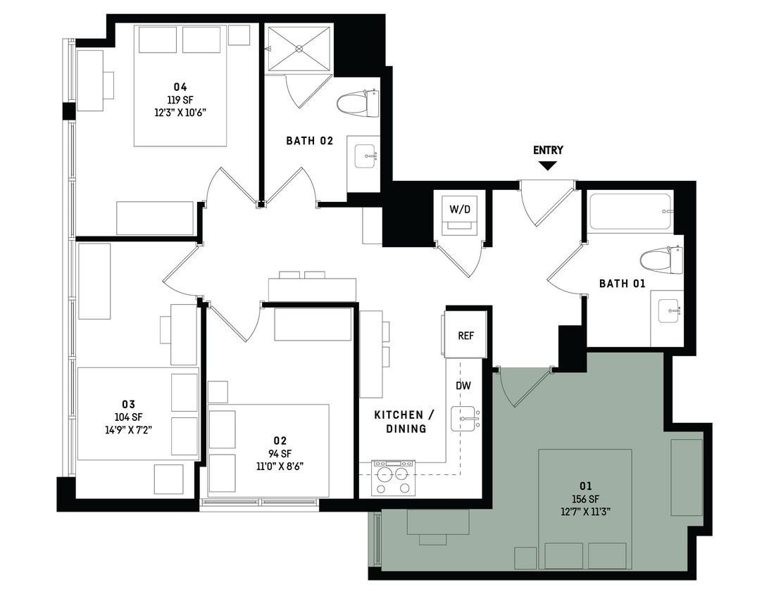 Floor Plan - Co-Living D11-Bedroom 1