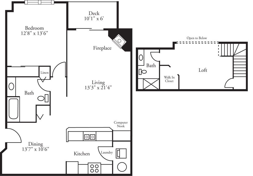 Floor Plan - Lofts - 1 Bed, 2 Bath Cypress w/ Loft
