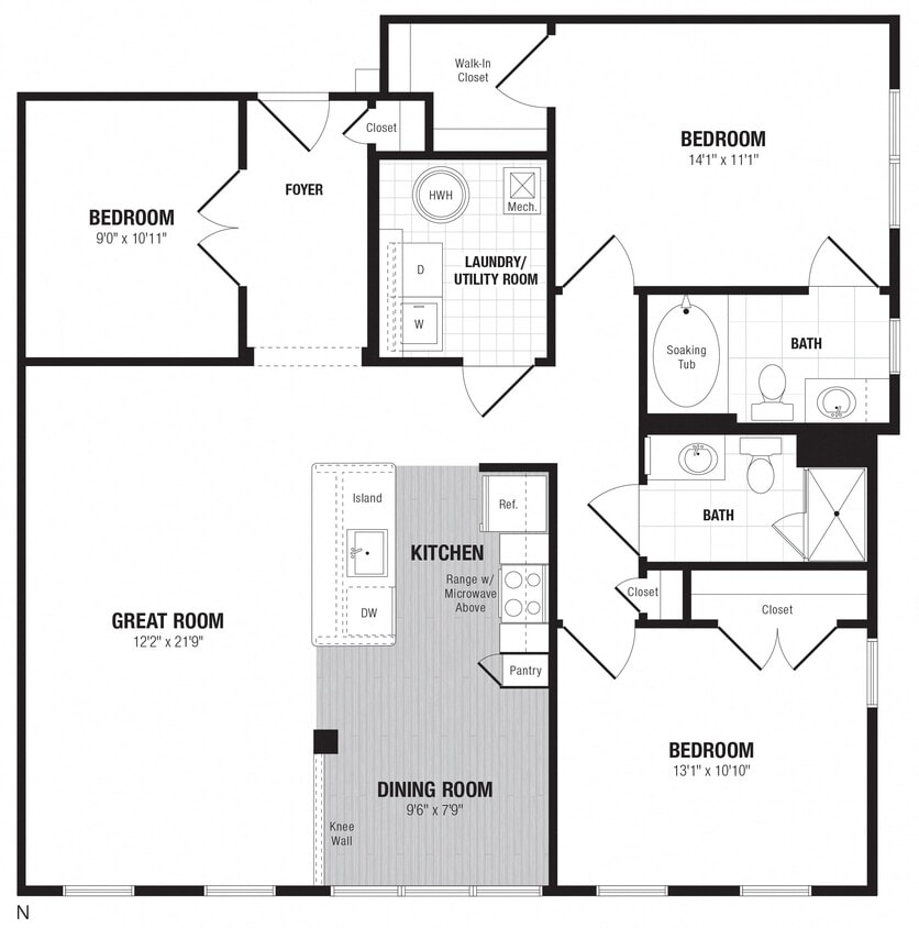 Floor Plan - 2 Bed/2 Bath Den-N