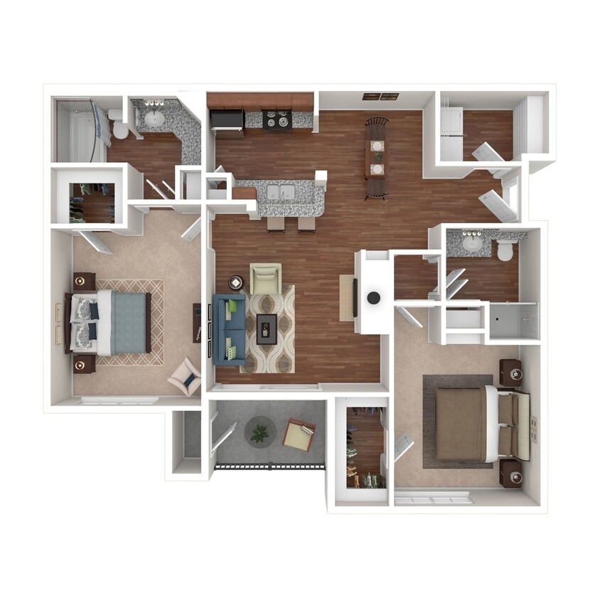 Floor Plan - 2 Bed 2 Bath 1062 SqFt (987 Net) 