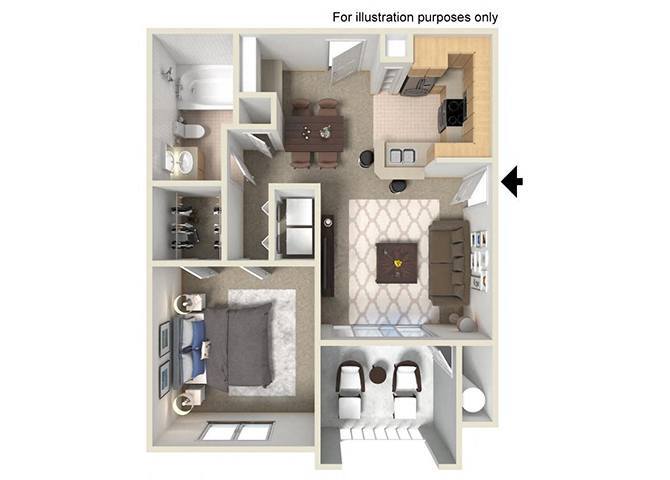 Floor Plan - A 706 SF San Diego