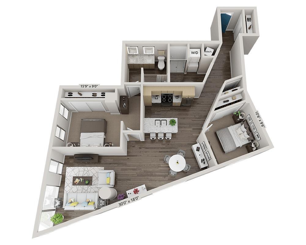 Floor Plan - Two Bedroom B2P
