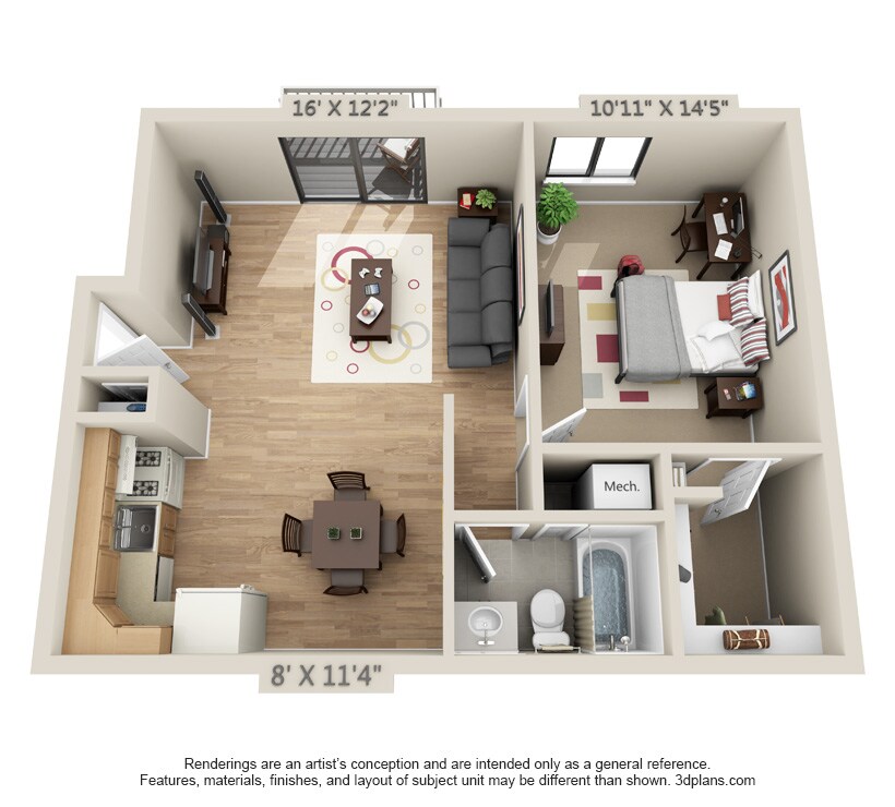 Floor Plan - 1 Bedroom Garden