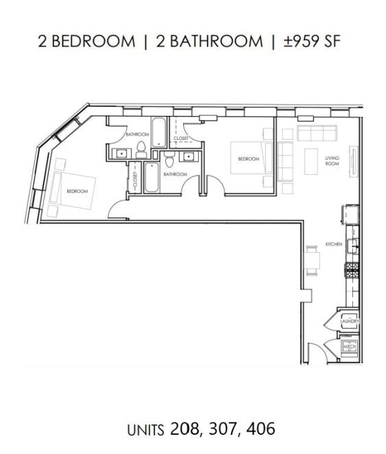 Floor Plan - Two Bedroom Two Bath Deluxe