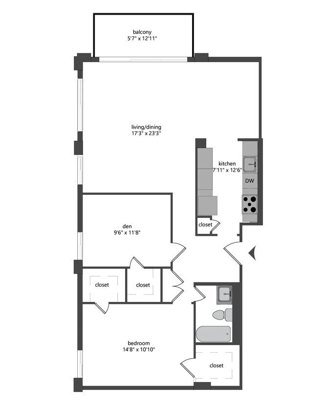 Floor Plan - One Bedroom With Den