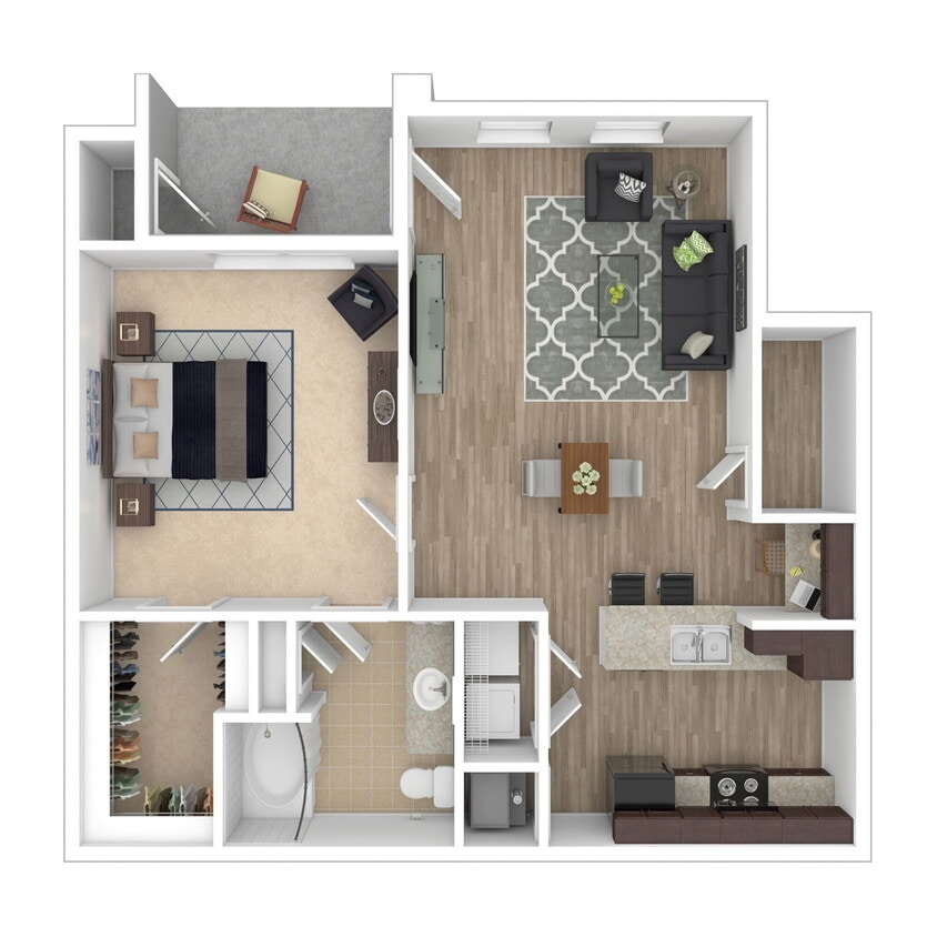 Floor Plan - 1x1 Large - Evangeline