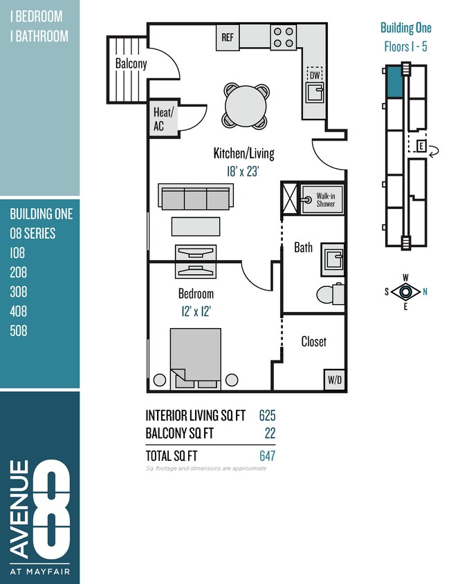 Floor Plan - 08 Series 1 Bedroom / 1 Bath