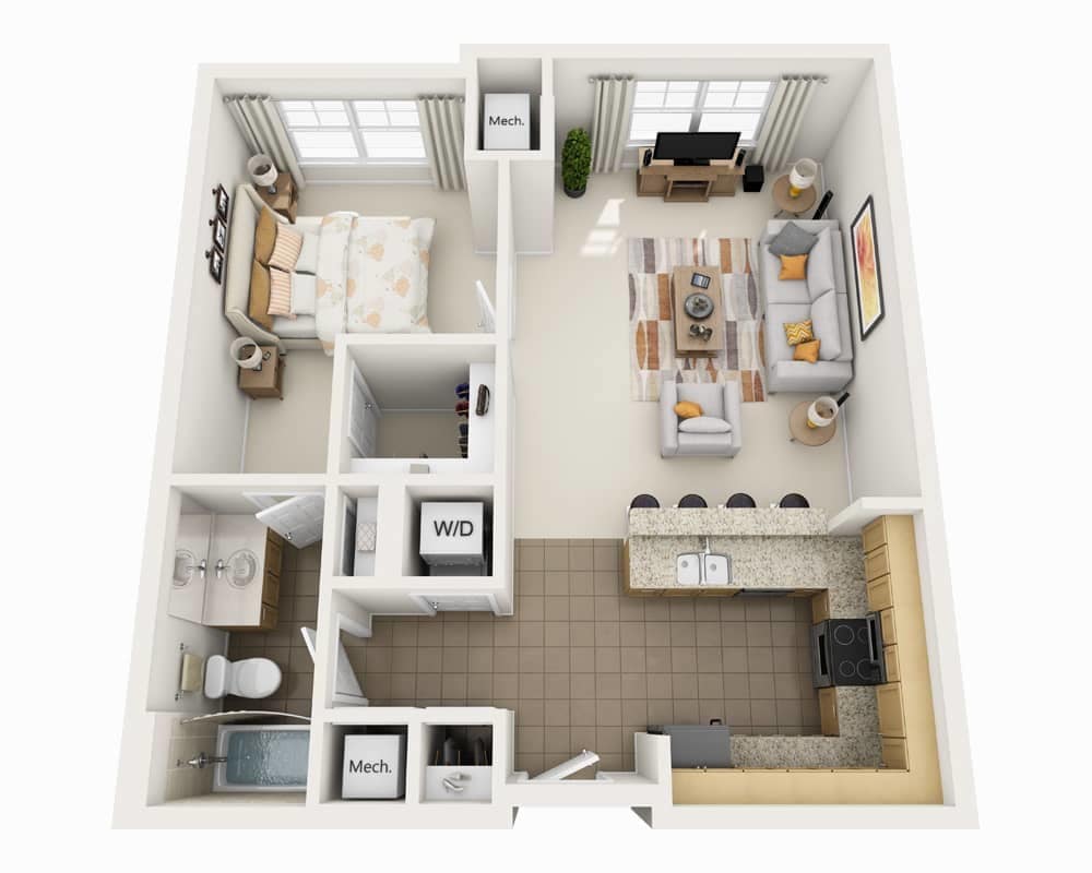 Floor Plan - One Bedroom A1A