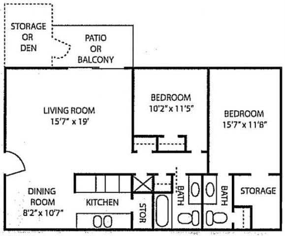 2BR/2BA - 2 Bed, 2 Bath - 1049 SF