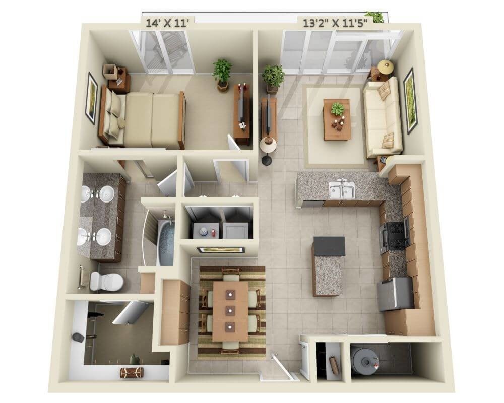 Floor Plan - One Bedroom A1E